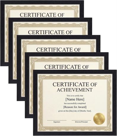 MEBRUDY 8.5 x 11 Picture Frame Set of 5, Black for Certificates