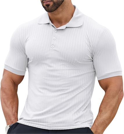 Men’s Muscle Polo Shirt – Slim Fit, Short Sleeve, Dry Fit, XL