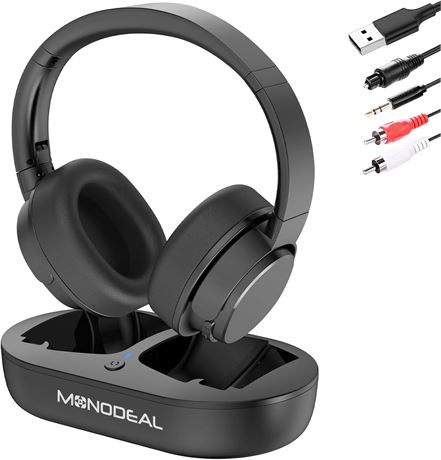 MONODEAL Wireless TV Headphones with Optical/RCA/AUX, Transmitter, 30h