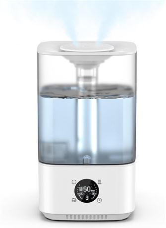 6L Humidifier, Bedroom, Warm Mist, 800ft  Coverage, Quiet, Top Fill, White