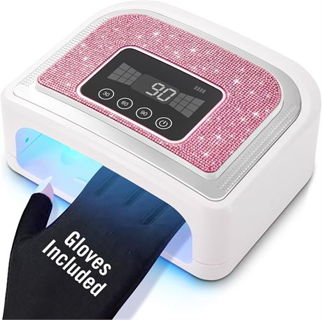 Aedavey lampe UV ongles 120 W sans fil LCD séchage pro rose