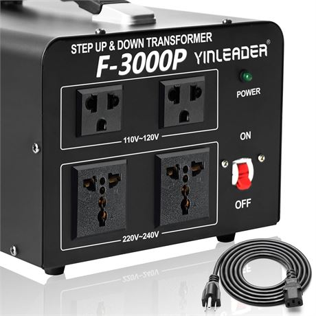 Yinleader Transformateur 3000W 110V-220V Convertisseur avec Câble US