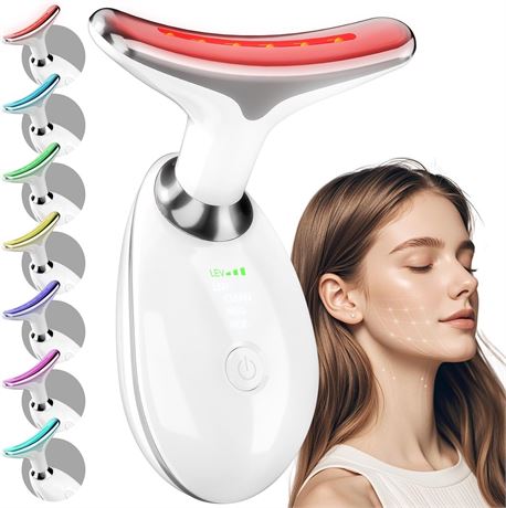 Appareil LED 7 couleurs raffermissant visage/cou, massage lift