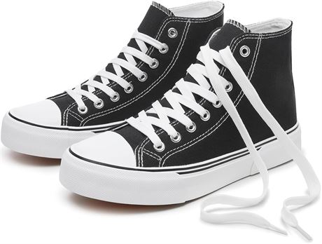Classic High Top Canvas Sneakers for Women, Casual Walking Tennis Shoes
