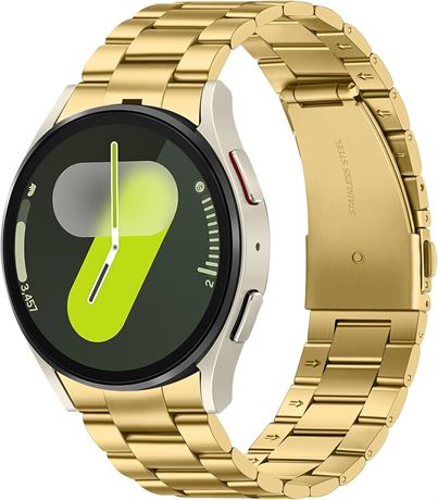 Suphart Metal Strap Compatible with Samsung Galaxy Watch 7 6 5 4 FE Band Gold