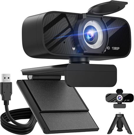 Gohero Webcam Full HD 1080p avec trépied rotatif, microphone intégré