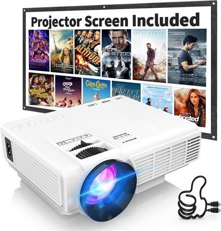 Mini Bluetooth Projector 1080p, Zoom, Outdoor Movie with Screen