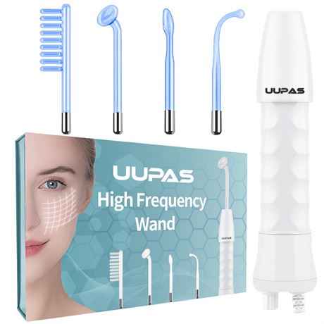UUPAS High Frequency Facial Wand 4-in-1 Skin Device with 4 Blue Tubes