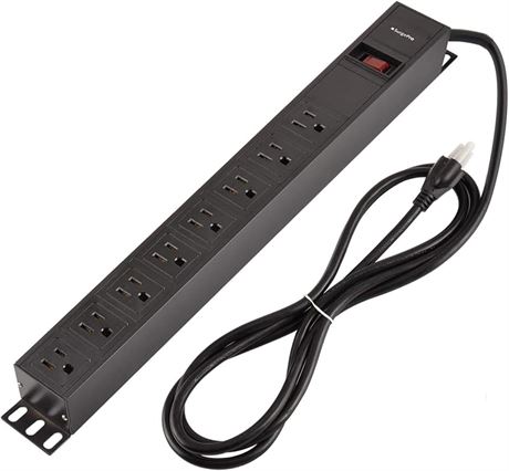 BESTTEN Multiprise 1U PDU 8 Prises 19" Rack Électrique Protection Surtension