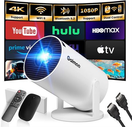 Mini Projector with WiFi & Bluetooth, Apps, 4K/1080P, 180  Keystone, HDMI