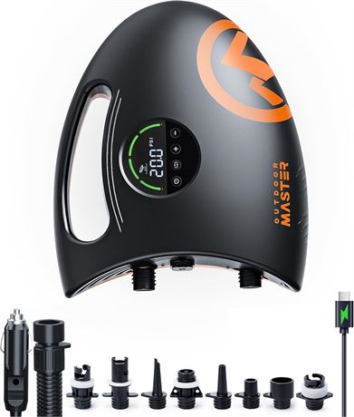 OutdoorMaster Shark 2S Electric Paddle Board Pump, Rechargeable