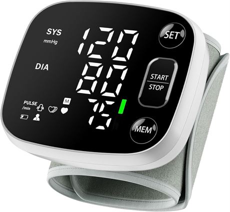 Oklar Wrist BP Monitor, Rechargeable, LED Display, 240 Memory, 2 Users