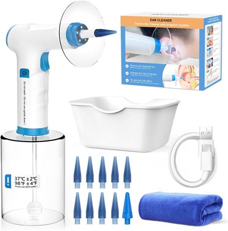 Temodu Rechargeable Ear Wax Removal Kit 9+1 Disposable Tips Basin