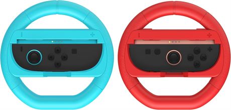 NBCP Racing Steering Wheel for Switch 2 Joy-Cons (2025), 2-Pack, Red & Blue