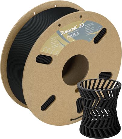 DURAMIC 3D PLA+ Filament 1.75mm 1Kg Black, Tougher,  0.02mm