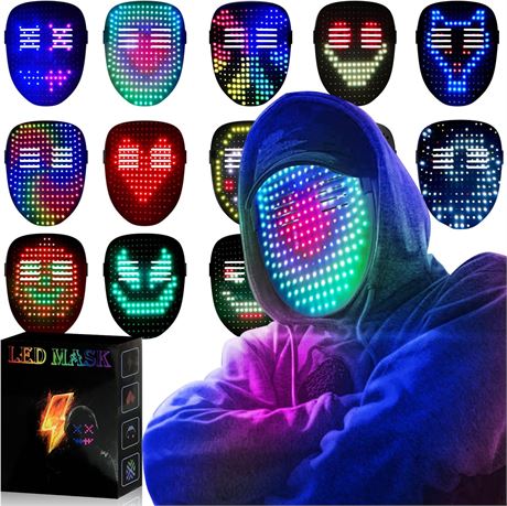 Kids LED Mask Gesture Sensing Light Up Glow Face Mask for Party Halloween
