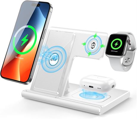 EXW 3-in-1 Charging Station for Apple, Wireless Stand for iPhone 17 11