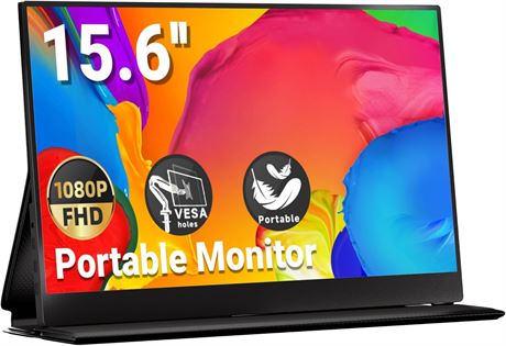 Ingnok Portable Monitor 15.6in FHD IPS External Laptop Monitor USB-C/HDMI