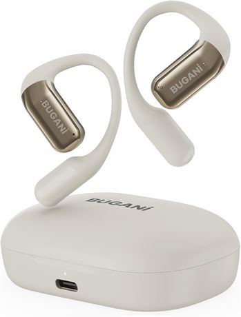 BUGANI Open Ear Wireless Earbuds, Noise Cancelling, 32h Playtime, Waterproof