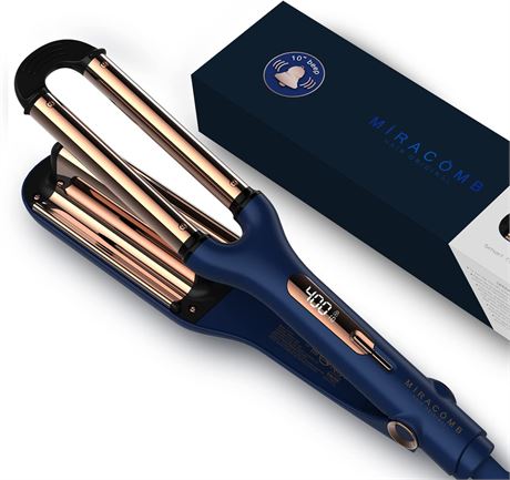 MIRACOMB Titanium Deep Waver Iron, Ion Tech, Heat, Auto Off, Dual Voltage