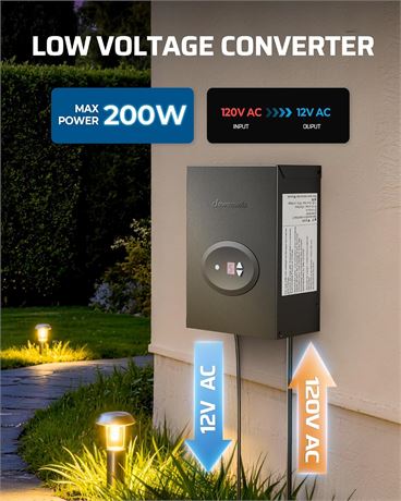 DEWENWILS 200W Low Voltage Landscape Transformer, Outdoor Weatherproof, ETL