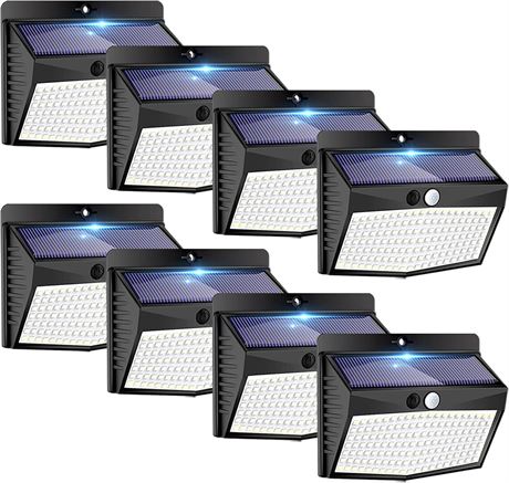 Lot 8 lampes solaires 138 LED, détecteur mouvement, extérieur étanche