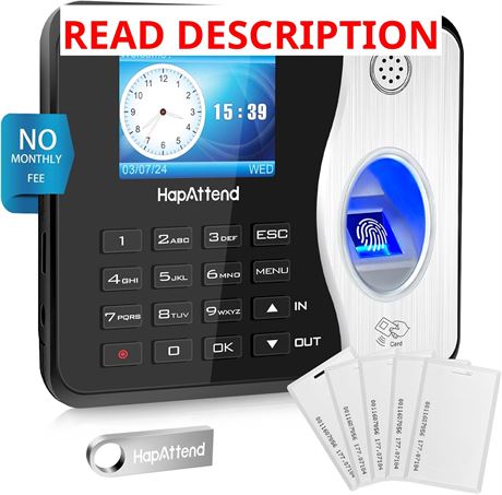 Small Business Time Clock, Auto Hours, 0 Fees, Fingerprint + RFID (No WiFi)