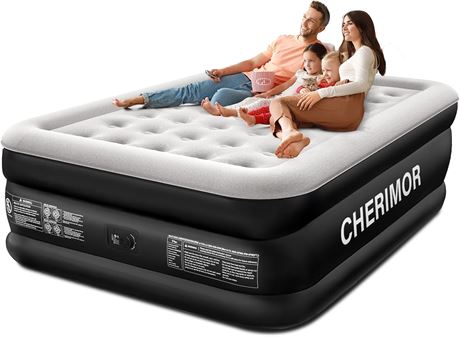 CHERIMOR Queen Air Mattress with Built-in Pump, 18" Raised Comfort, 800 lb