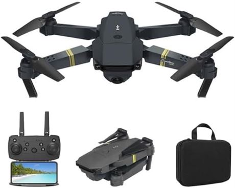Drone E58 4K adultes/enfants, quadcopter débutant, compact, noir