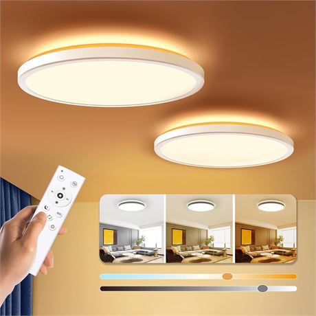 BLNAN Dimmable LED Ceiling Light, 12Inch 24W 3000K-6500K, White, 2 Pack