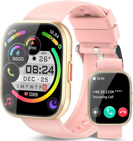 Smart Watch for Men & Women, Bluetooth Call, 1.85" HD Touch, 112 Sports Pink