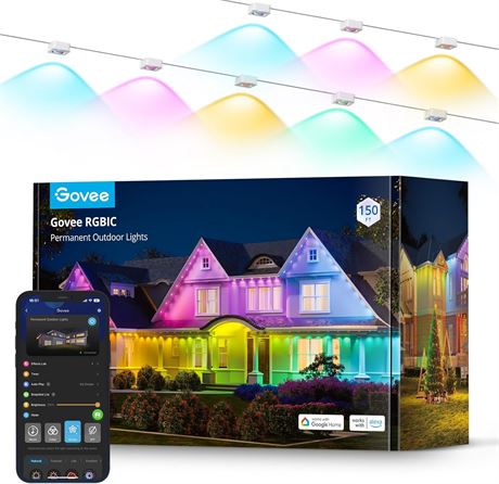 Govee RGBIC Permanent Outdoor Lights 75 Scene Modes 45.7m IP67