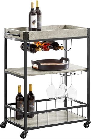 SoBuy 3-Tier Kitchen Trolley w/ Wine Rack – Industrial Style