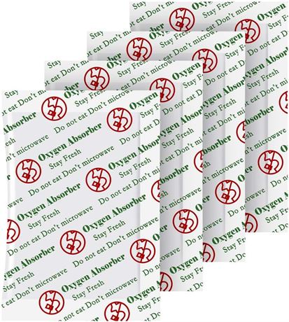 200cc (100 Packets) Oxygen Absorbers for Food Storage, Food-Grade