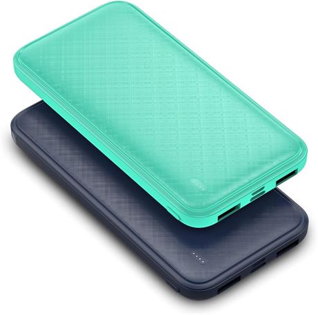 Lot de 2 batteries externes 10 000 mAh, 20 W, charge rapide, double USB