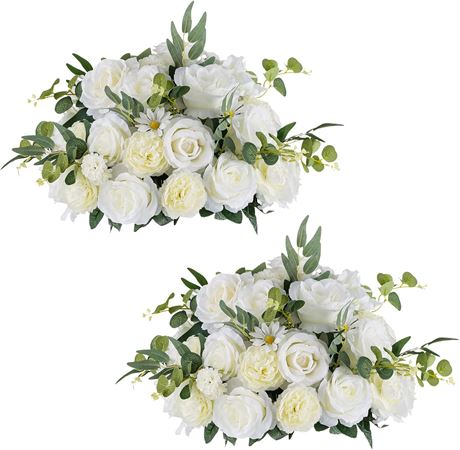 Nuptio Flower Balls for Wedding Centerpieces - 2 Pcs, 45cm, White Roses
