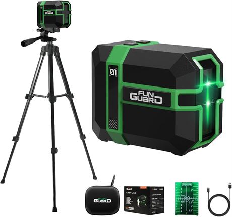 Green Laser Level with Adjustable Tripod, Type-C Rechargeable, Self-Leveling