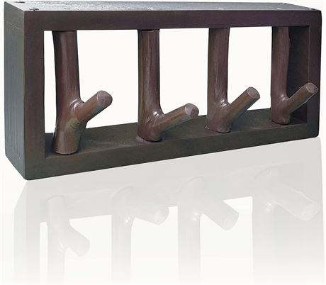 Wall-Mount Coat Rack – Natural Wood, 4 Hooks, Rustic Style