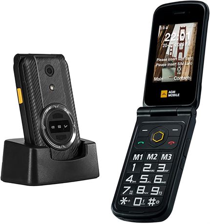 AGM M8 4G Rugged Flip Phone for Seniors, Waterproof, SOS, 104dB Loud Speaker