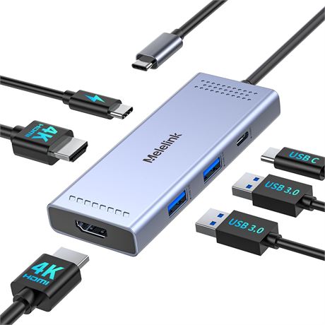 USB-C Docking Station Dual HDMI 4K 60Hz, 100W PD, 3 USB Ports for Laptop