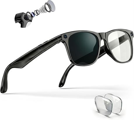 EarlySincere Photochromic Smart Glasses with 4K Video Camera, AI Assistant