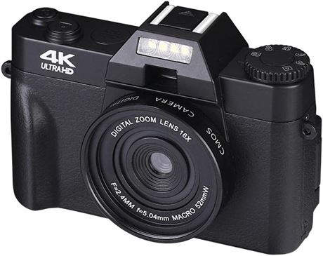 4K Digital Camera, 4K/30fps, 48MP, 16x Zoom, Wide/Macro Lens, Video Pause