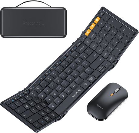 ProtoArc Clavier et Souris pliables XKM01 Bluetooth pliable bureau portable