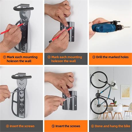 Bike Rack - Wall Mount Hooks Indoor